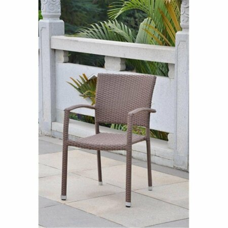 INTERNATIONAL CARAVAN 4210-SQ-ABN Bardelona Resin Wicker Square Back Dining Chair - Light Brown 4210-SQ-1CH-ABN